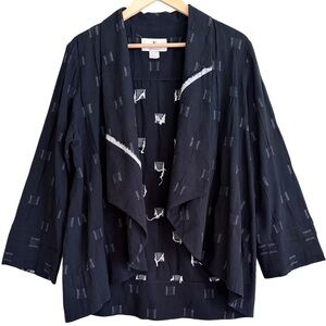 EMMELLE Cotton Blend Boho Lagenlook Oversized Drape Front 
Kimono Style Jacket S